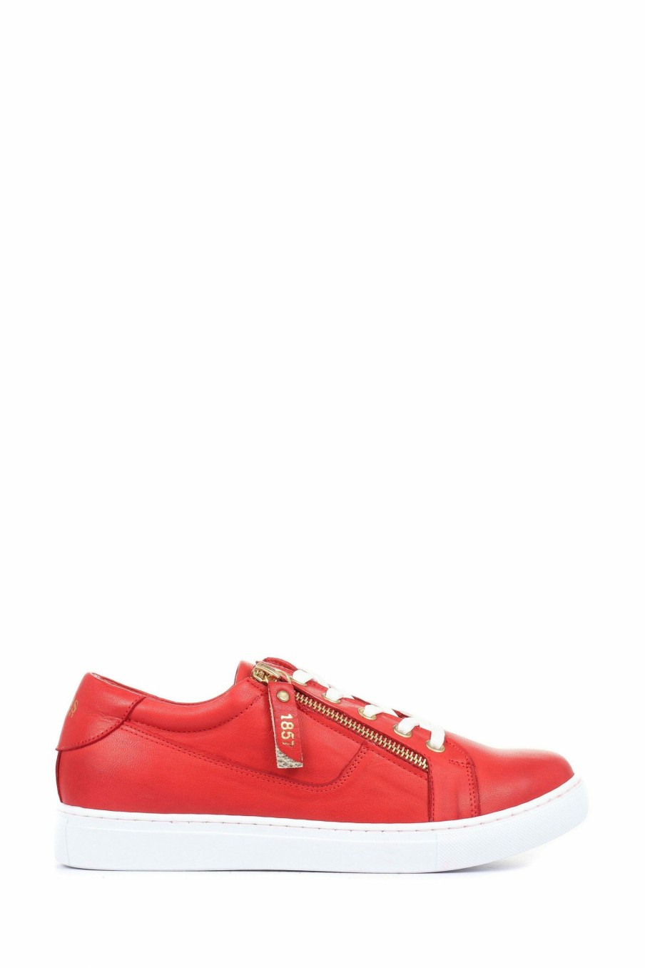 Trainers * | Jones Bootmaker Red Padova Leather Lace-Up Trainers