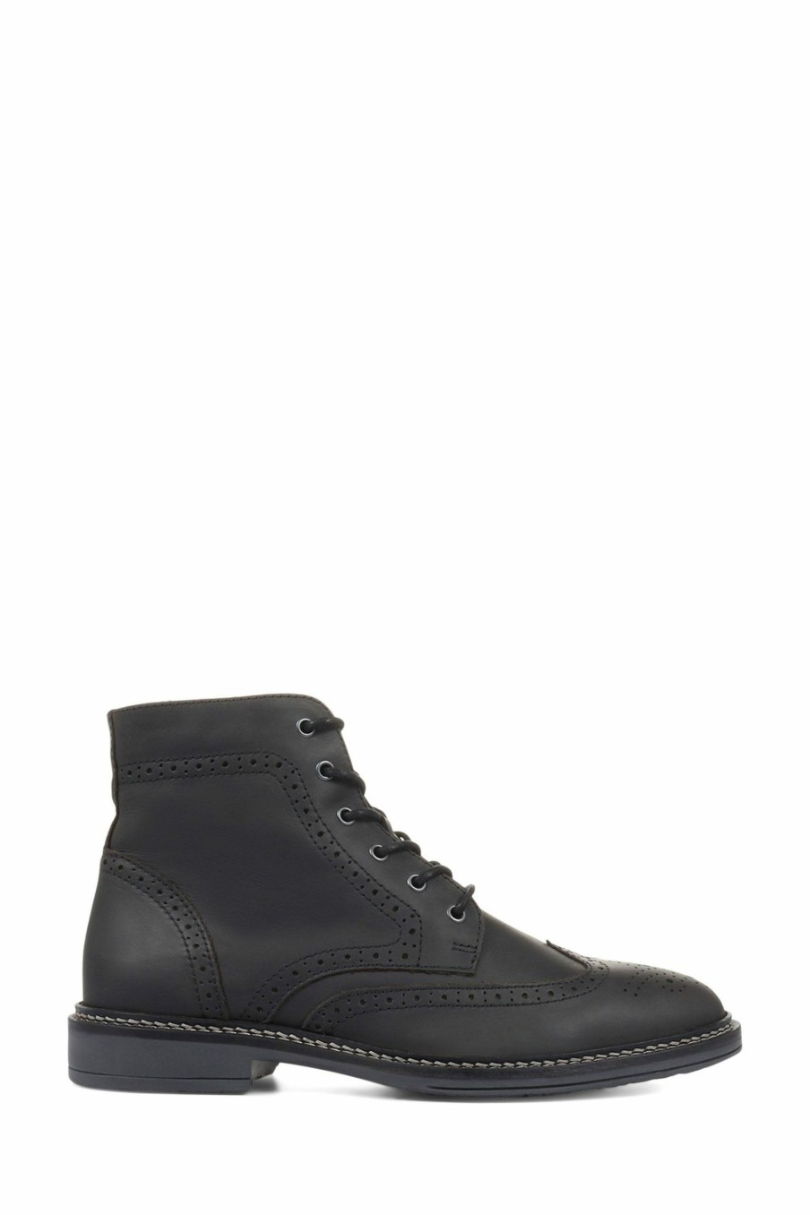 Boots * | Jones Bootmaker Mens Delfino Black Leather Brogue Ankle Boots