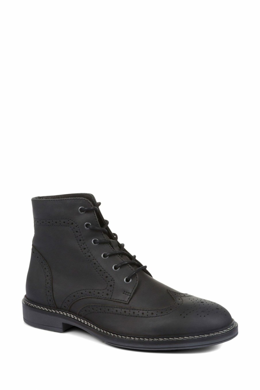 Boots * | Jones Bootmaker Mens Delfino Black Leather Brogue Ankle Boots