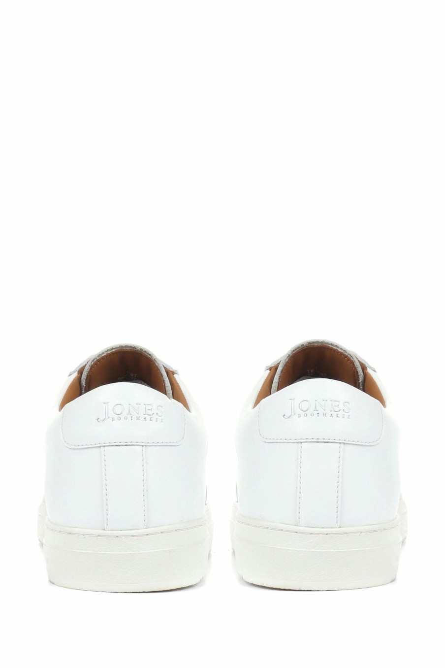 Trainers * | Jones Bootmaker Mens White Teo Leather Trainers • Jonycheap