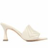 Shoes * | Jones Bootmaker Cream Bianka Quilted Leather Heeled Mules