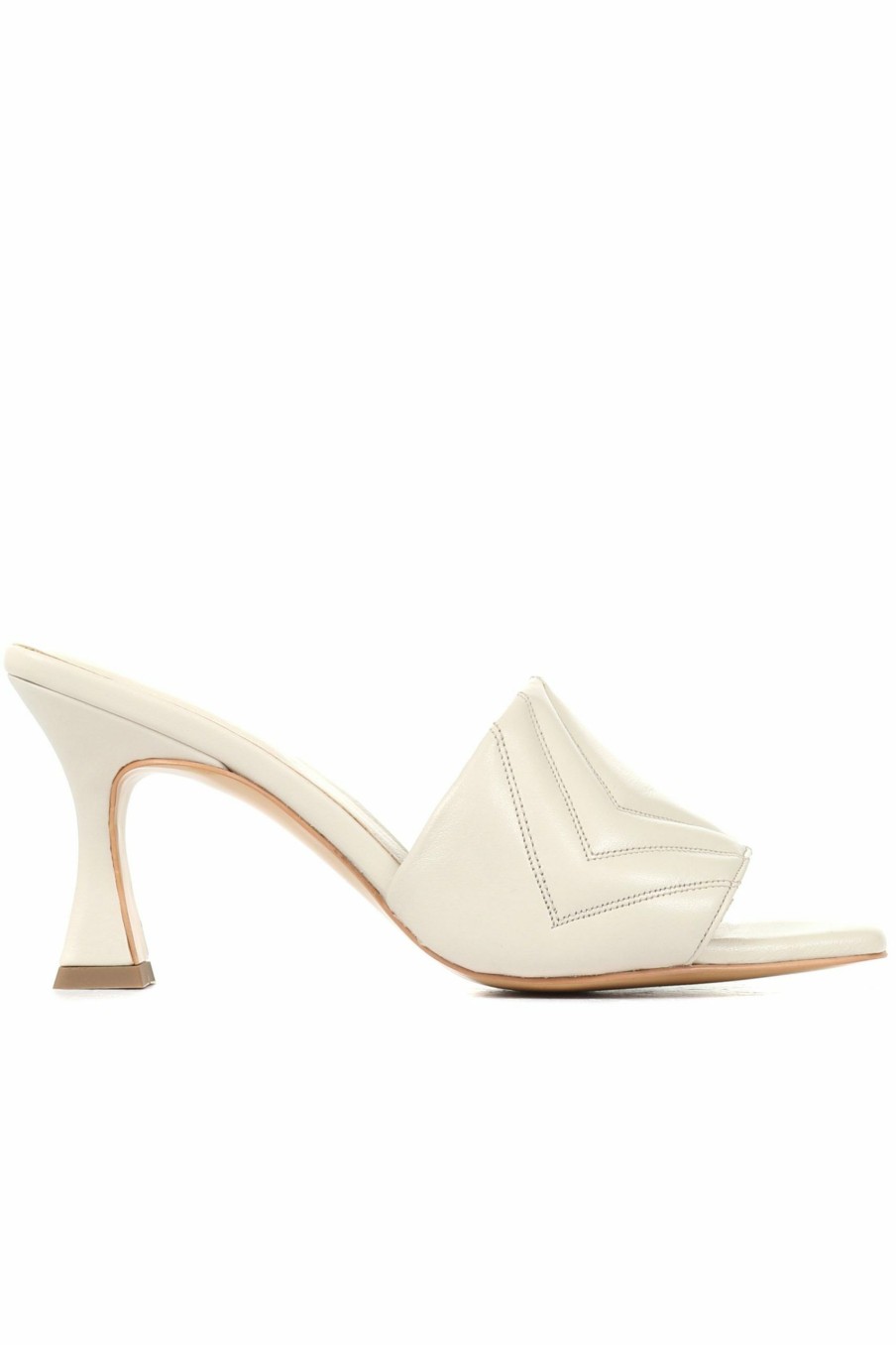 Shoes * | Jones Bootmaker Cream Bianka Quilted Leather Heeled Mules