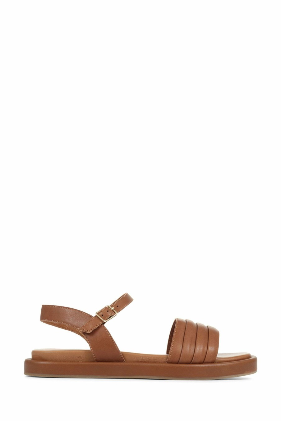 Sandals * | Jones Bootmaker Gratia Brown Leather Flatform Sandals