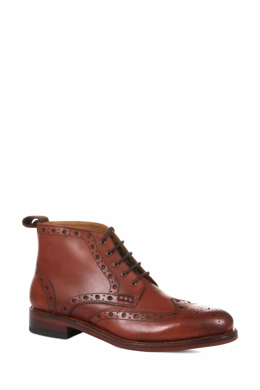 Boots * | Jones Bootmaker Tan Wing-Tip Brogue Men'S Ankle Boots