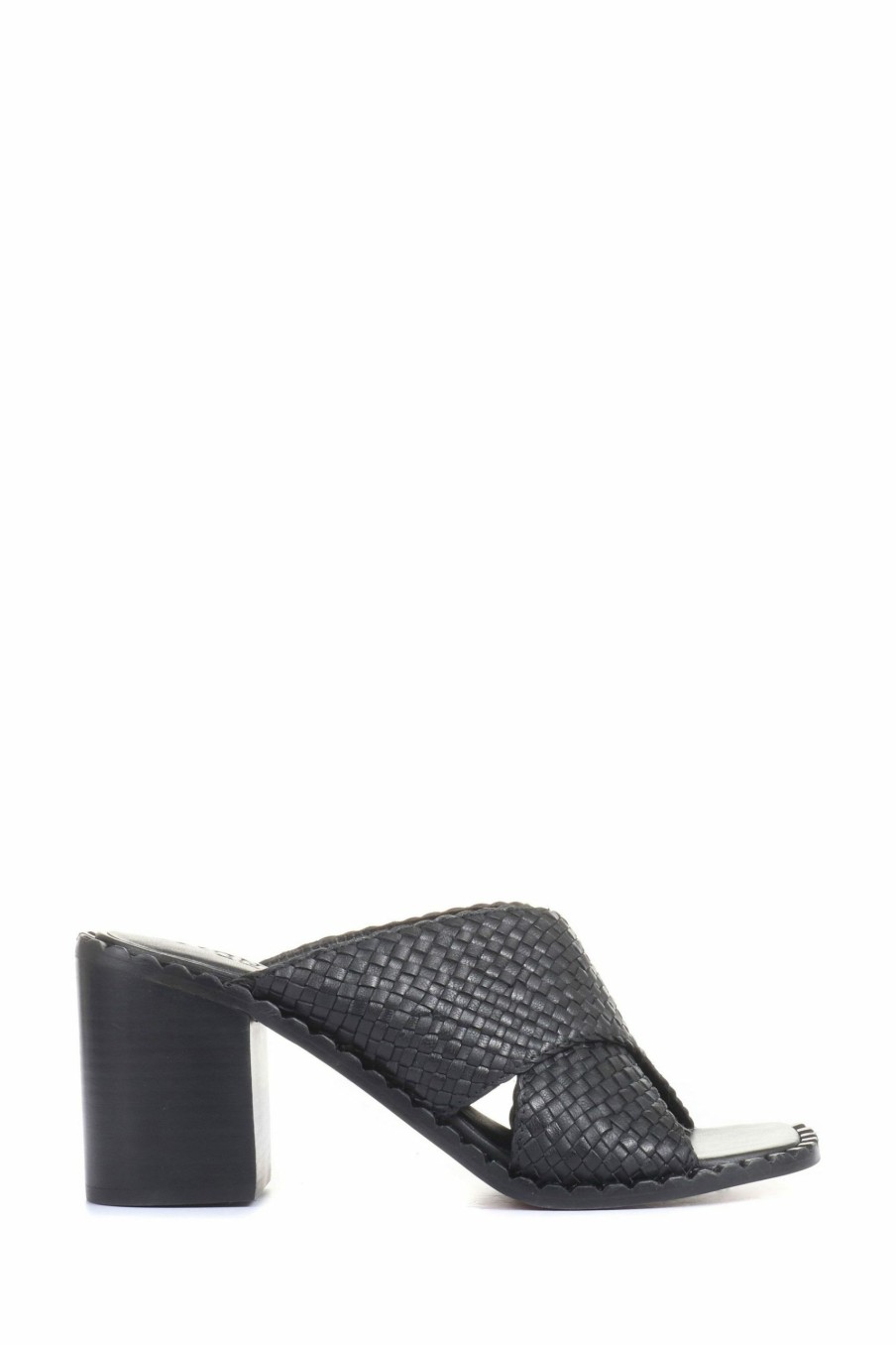 Sandals * | Jones Bootmaker Black Danika Ladies Block Heeled Mules Sandals