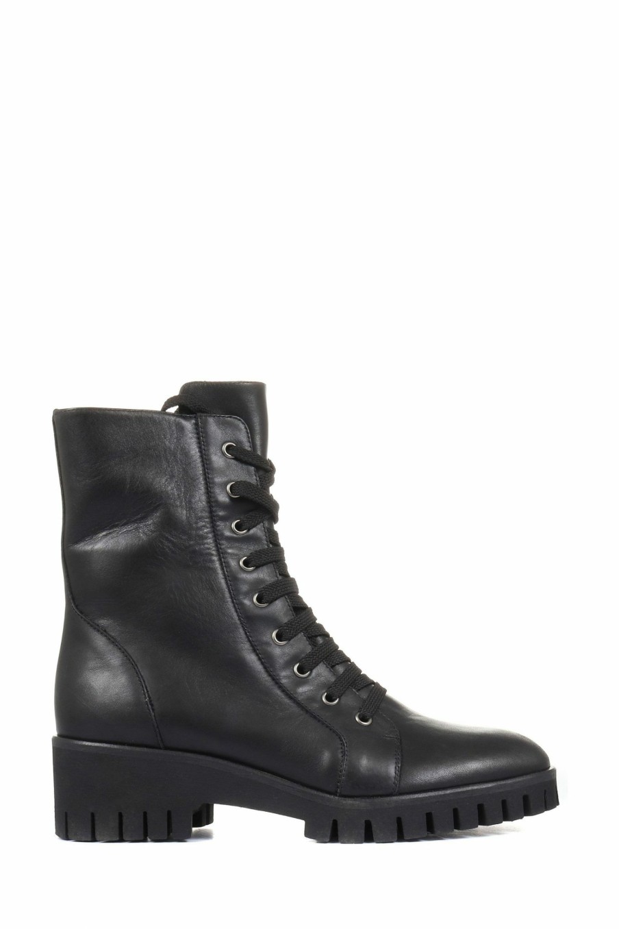 Boots * | Jones Bootmaker Lauryn Black Leather Combat Boots