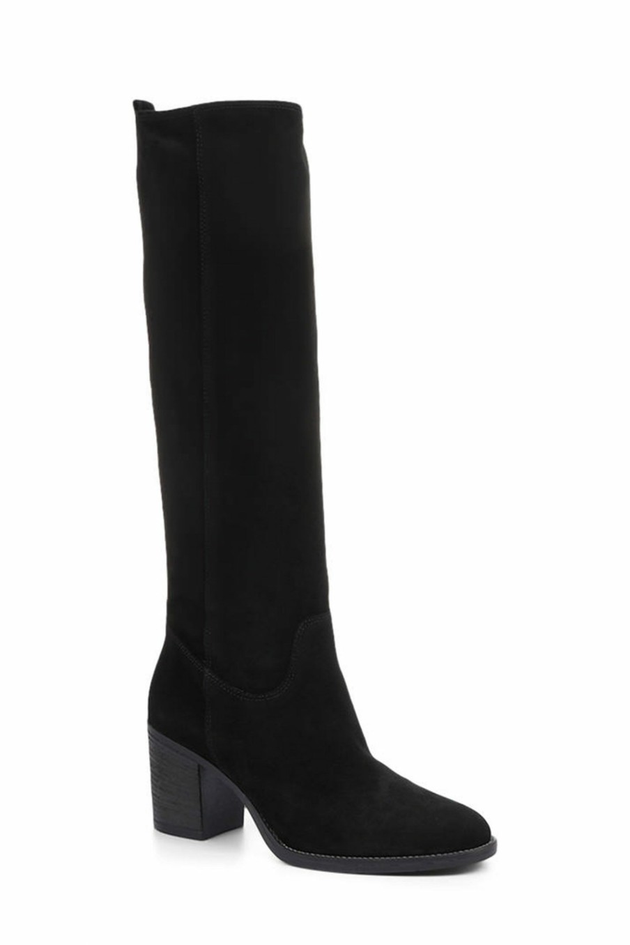 Boots * | Jones Bootmaker Black Iona Slouch Suede Ladies Knee Boots