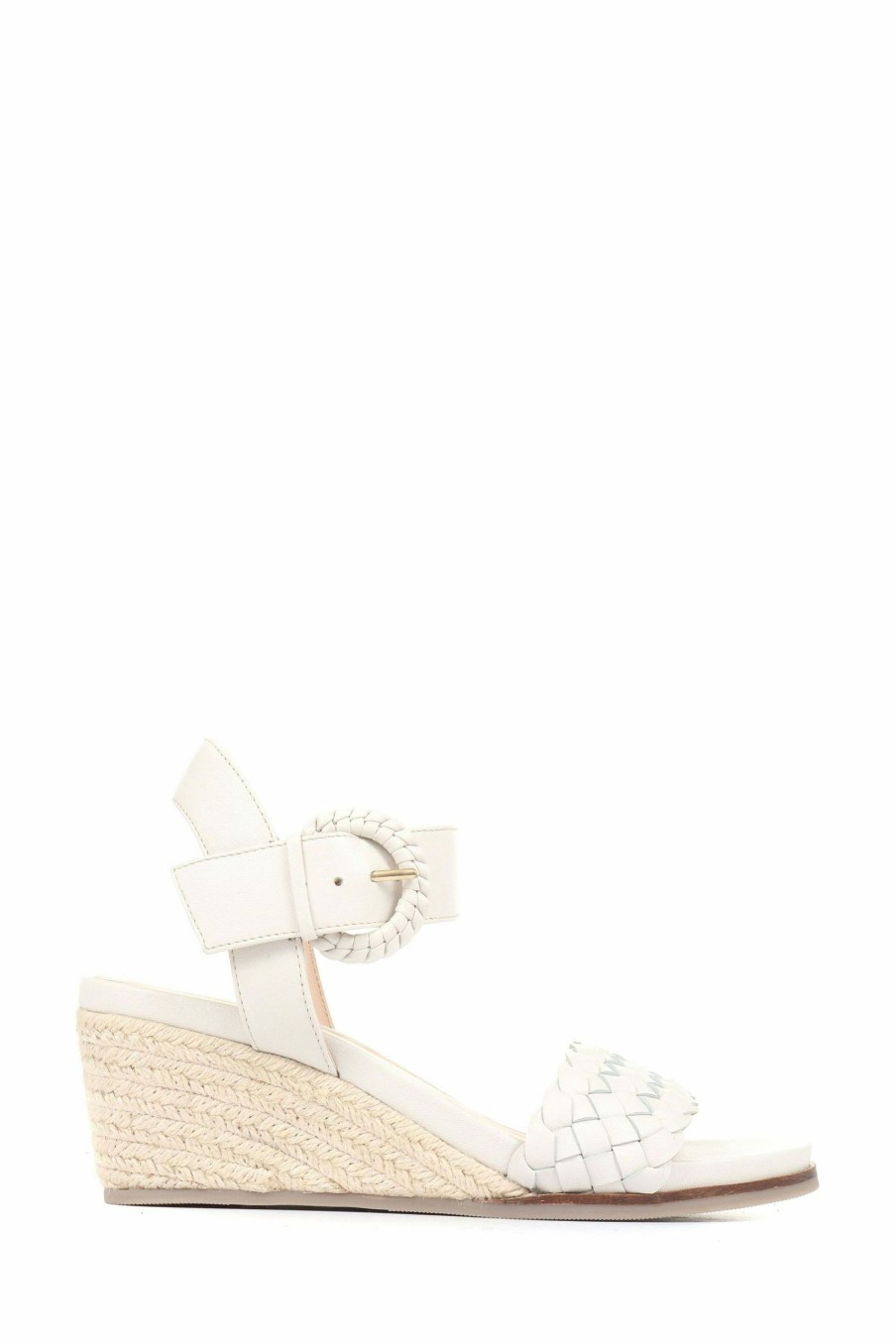 Other * | Jones Bootmaker Ladies White Luana Leather Wedge Sandals