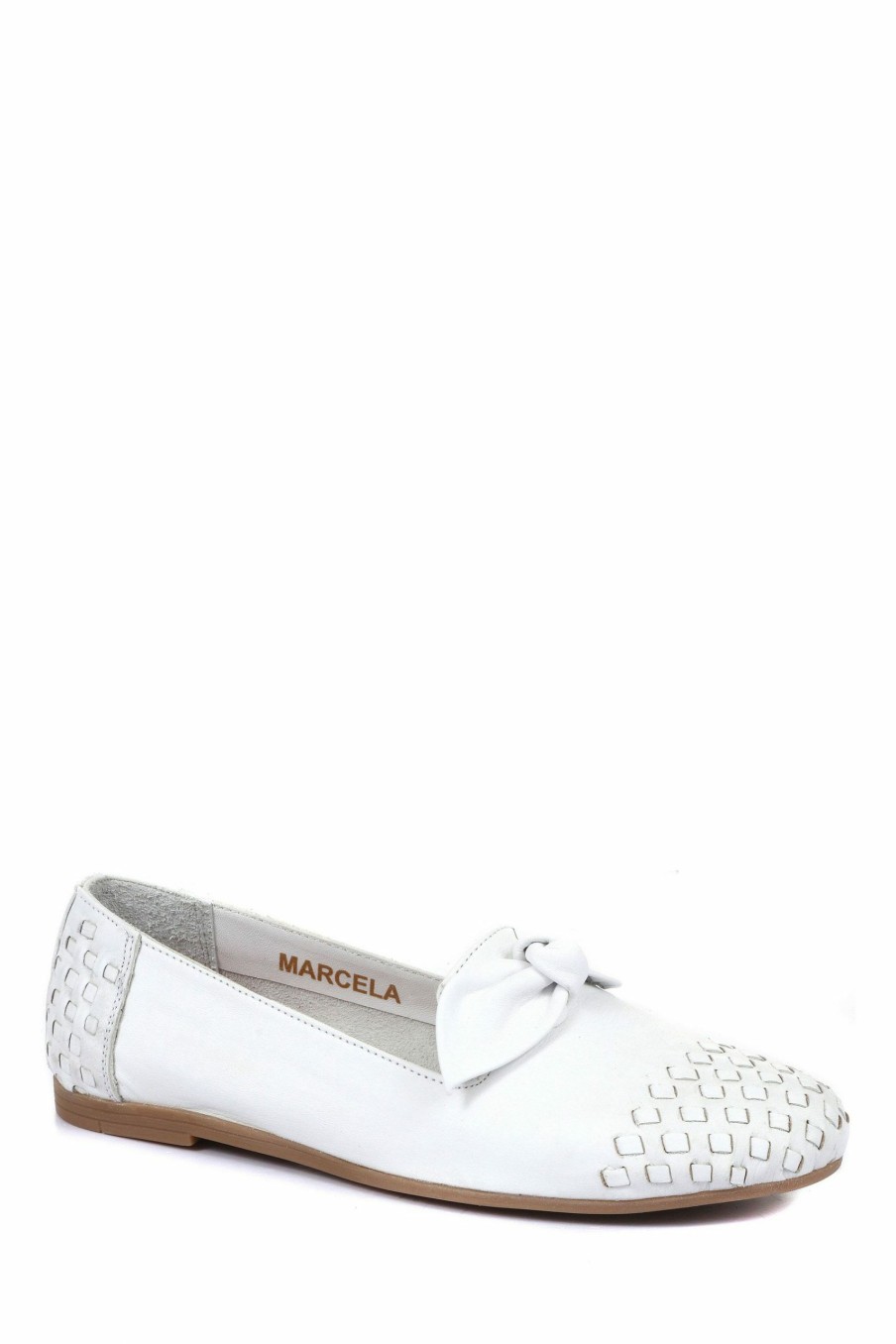 Shoes * | Jones Bootmaker White Ladies Leather Slip On Casual Loafers