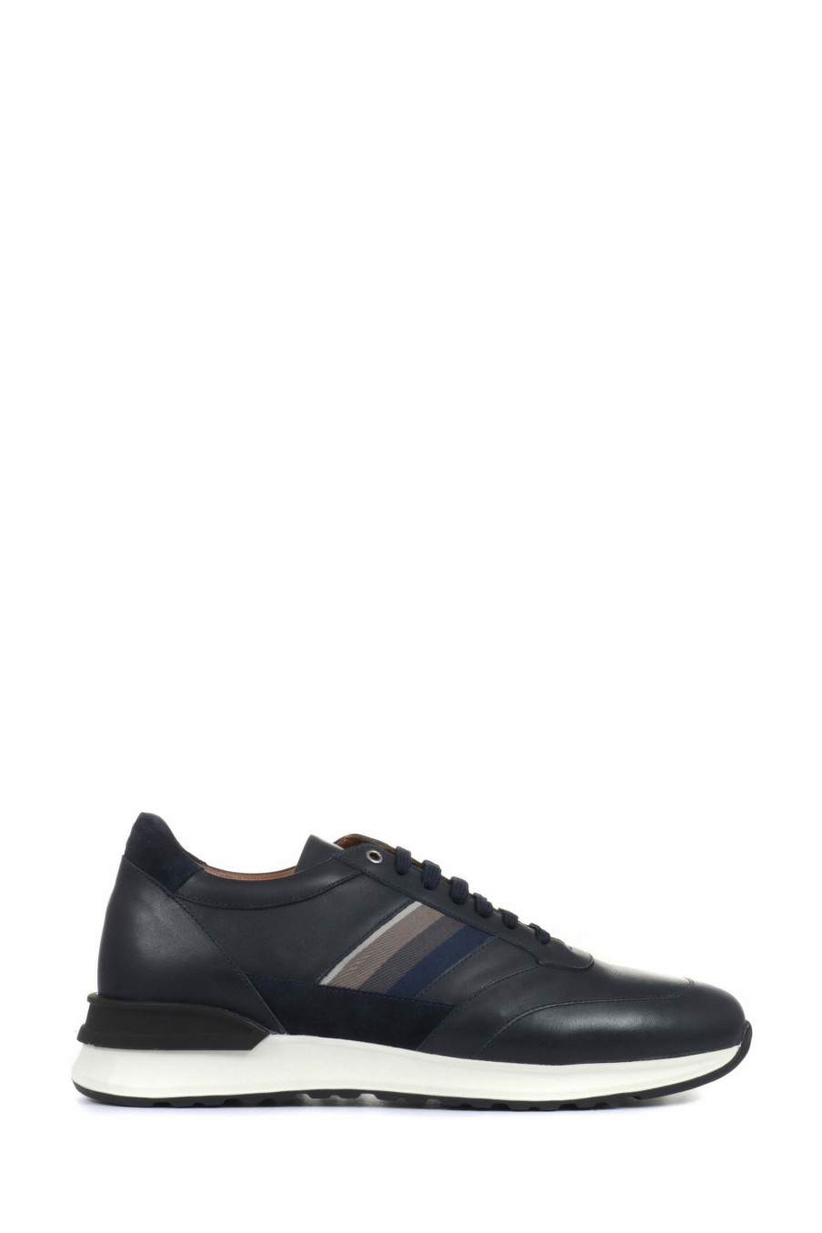 Trainers * | Jones Bootmaker Blue Shenzhen Men'S Leather Lace-Up Trainers