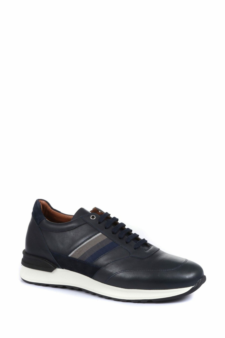 Trainers * | Jones Bootmaker Blue Shenzhen Men'S Leather Lace-Up Trainers