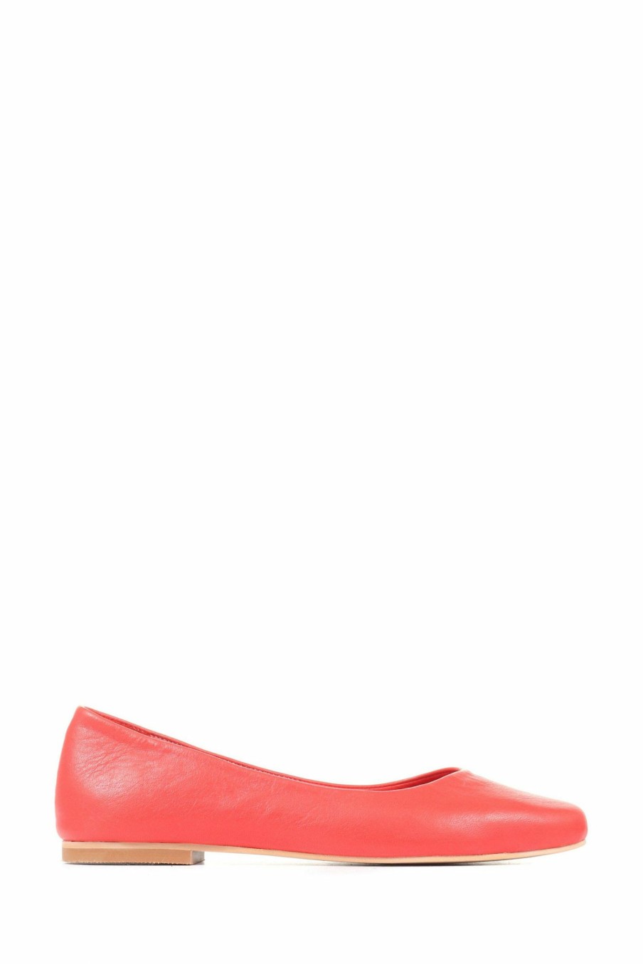 Shoes * | Jones Bootmaker Red Elenora Leather Ballerina Flats