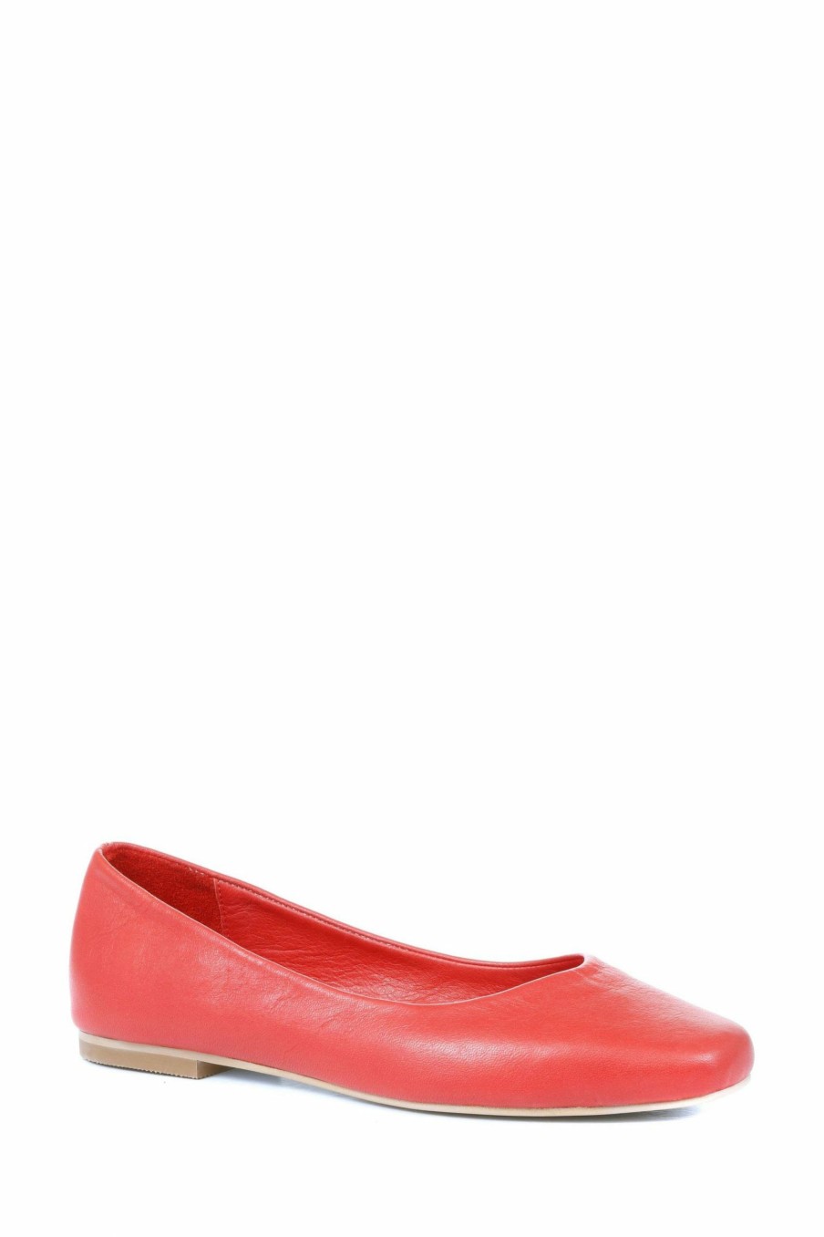 Shoes * | Jones Bootmaker Red Elenora Leather Ballerina Flats