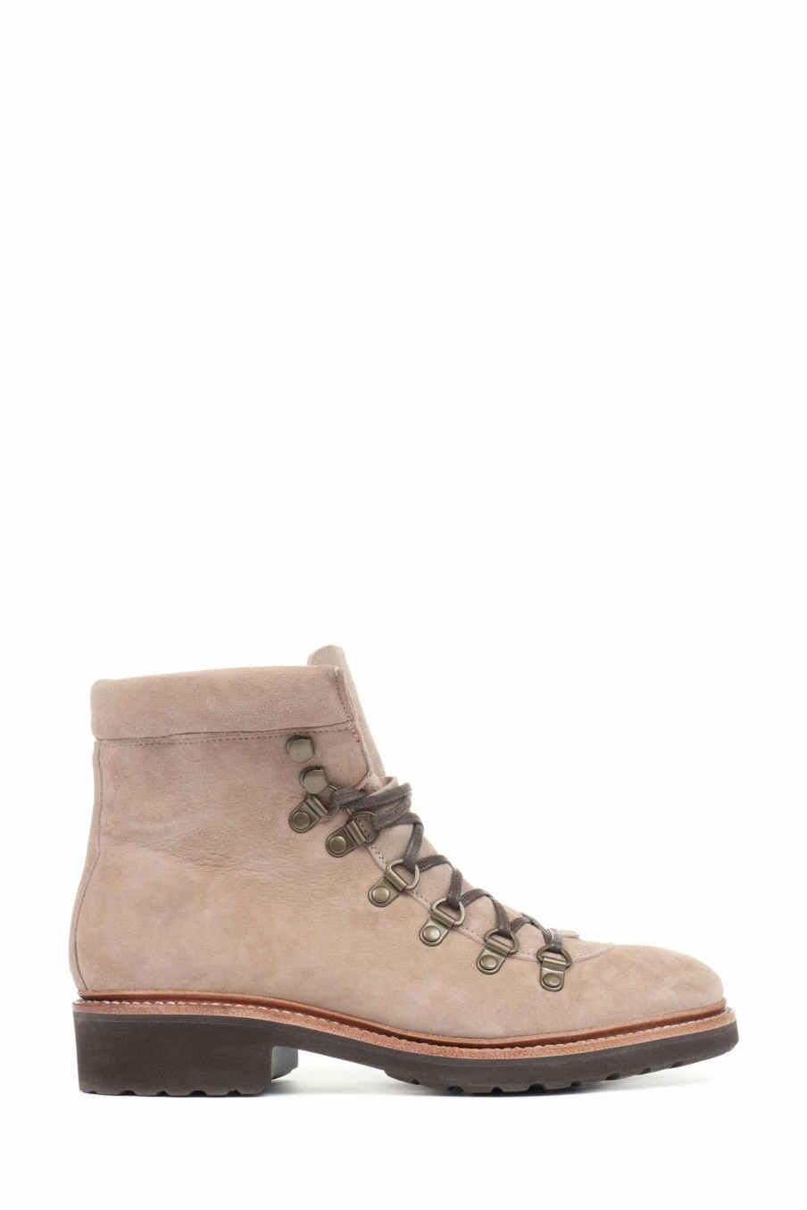 Boots * | Jones Bootmaker Cream Klara Goodyear Welted Leather Ladies Hiker Boots