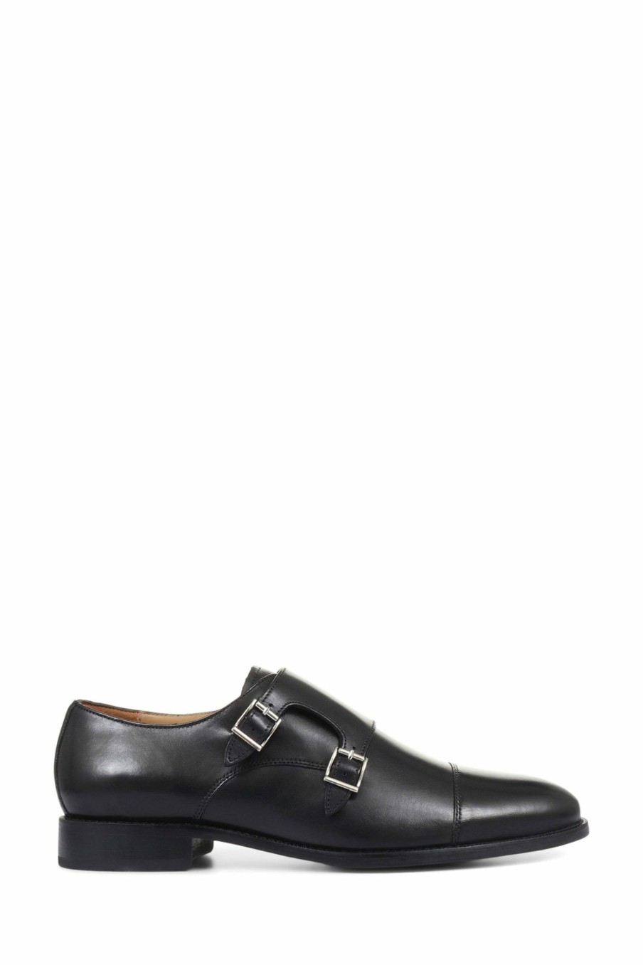 Shoes * | Jones Bootmaker Nathaniel Black Leather Double Monk Shoes