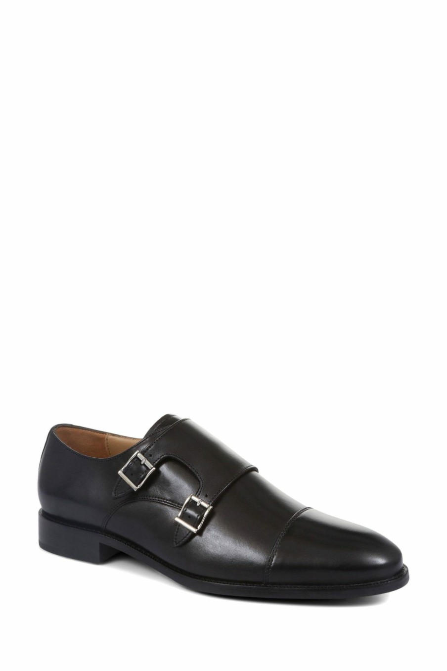 Shoes * | Jones Bootmaker Nathaniel Black Leather Double Monk Shoes