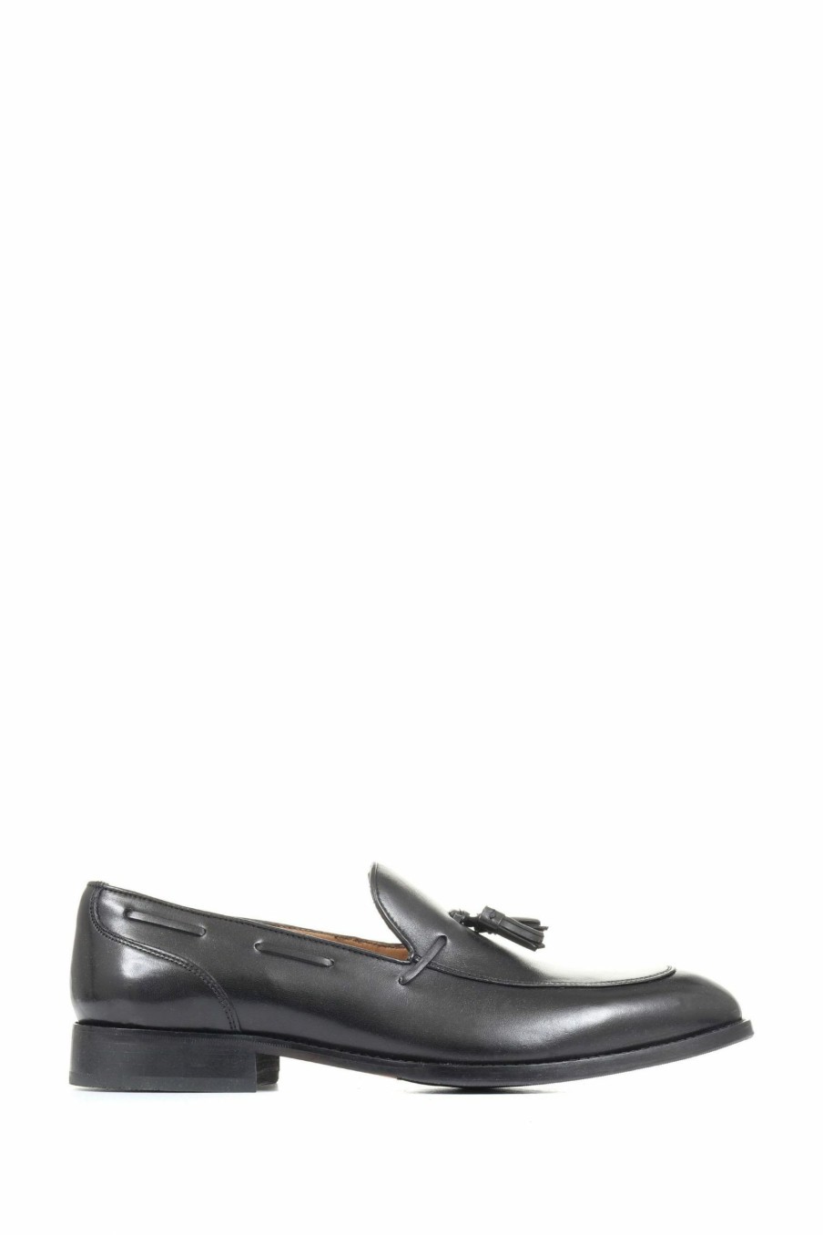 Shoes * | Jones Bootmaker Mens Devon Black Leather Tassel Loafers