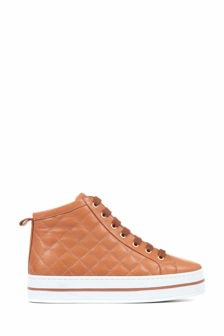 Trainers * | Jones Bootmaker Natural Elenore Leather Quilted Trainers