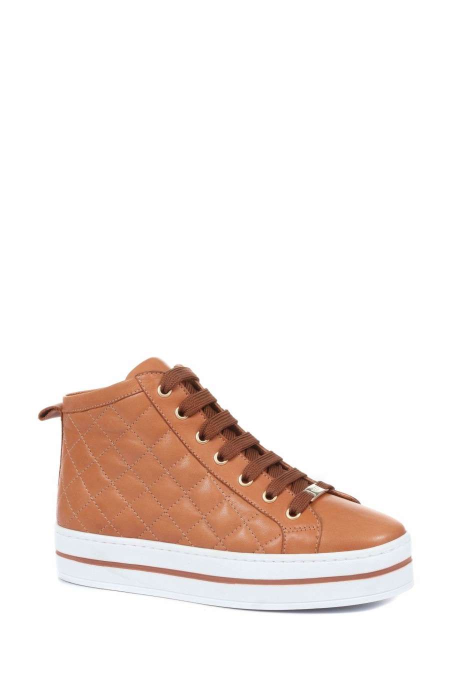 Trainers * | Jones Bootmaker Natural Elenore Leather Quilted Trainers