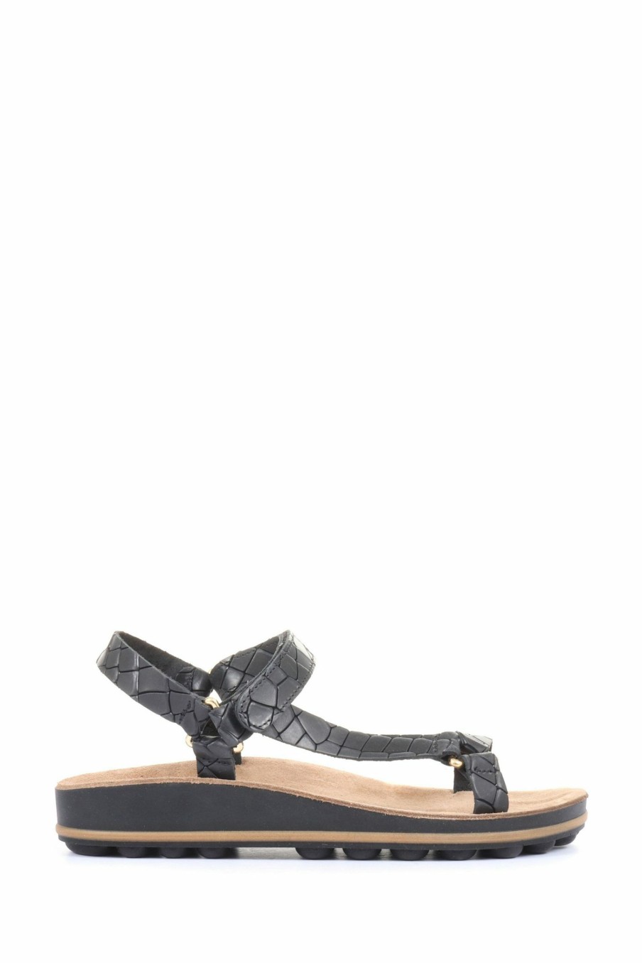 Sandals * | Jones Bootmaker Ladies Black/Silver Beach Flat Sandals