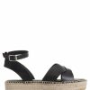 Sandals * | Jones Bootmaker Ladies Black Agnes Leather Flatform Sandals