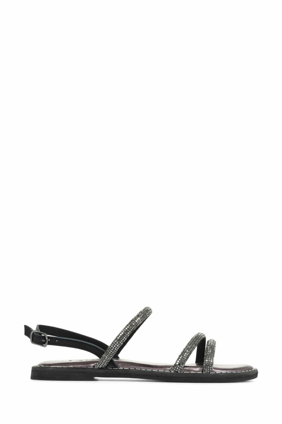 Sandals * | Jones Bootmaker Giorgia Black Flat Leather Sandals