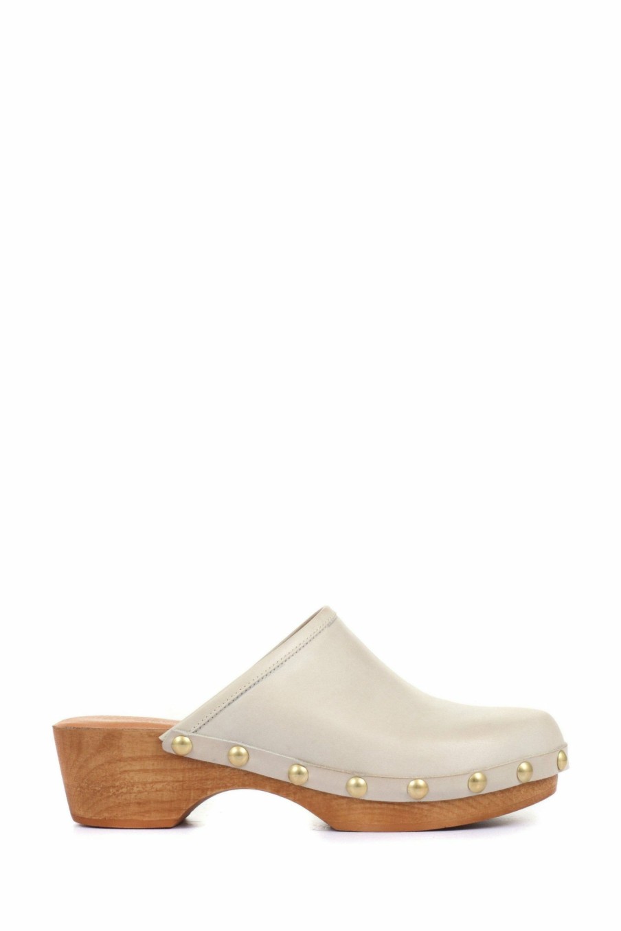 Sandals * | Jones Bootmaker Cream Bronx Ladies Leather Clogs