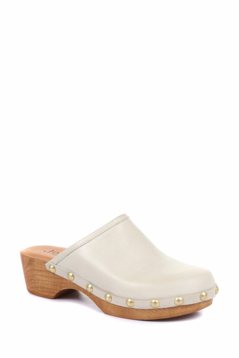 Sandals * | Jones Bootmaker Cream Bronx Ladies Leather Clogs