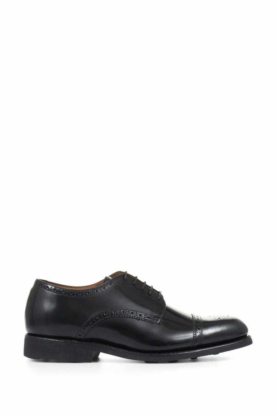 Shoes * | Jones Bootmaker Black Mile End Goodyear Welted Polished Men'S Leather Brogues