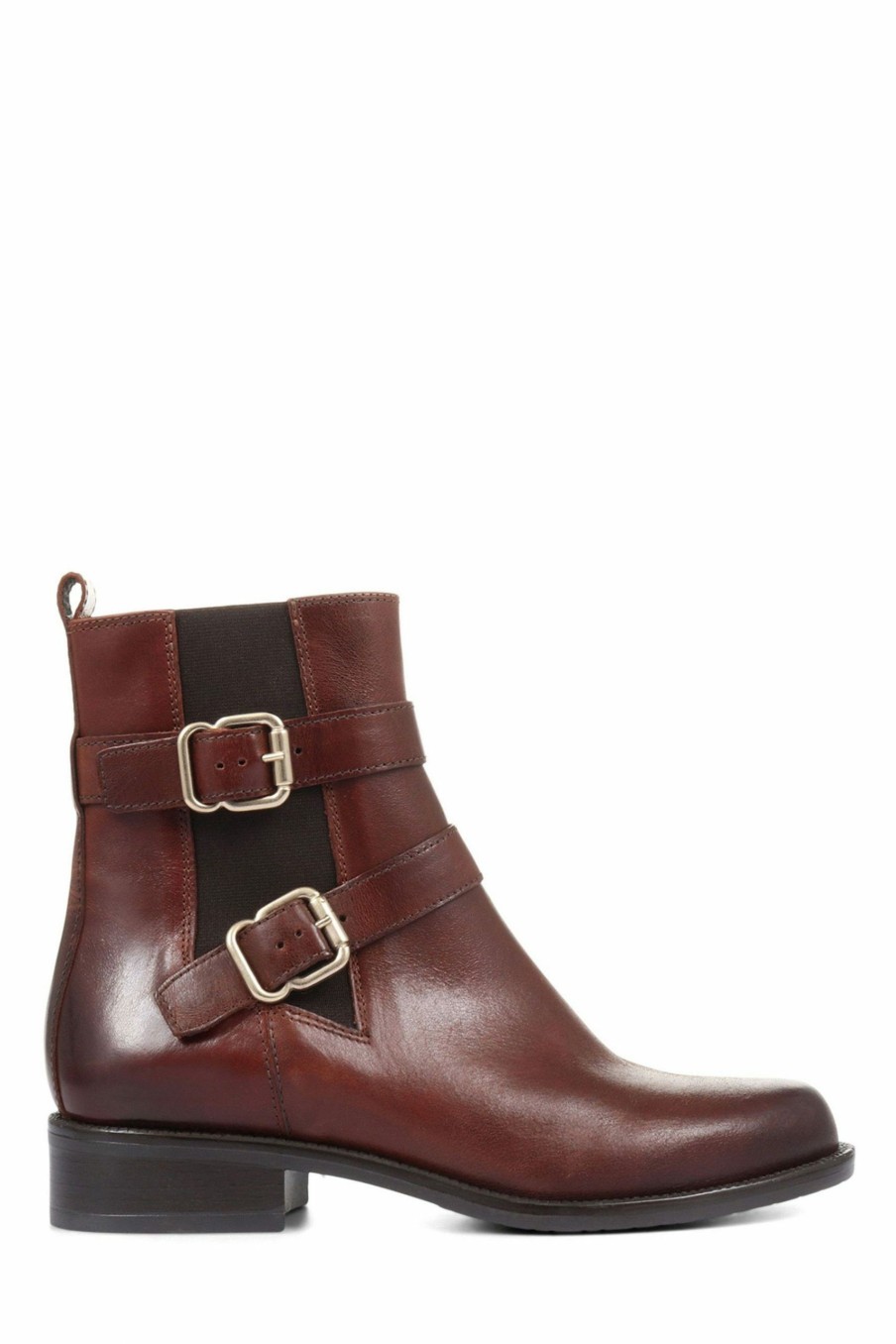 Boots * | Jones Bootmaker Women'S Brown Camelia Leather Buckle Boots