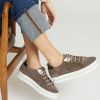 Trainers * | Jones Bootmaker Grey Alisha Leather Lace-Up Trainers