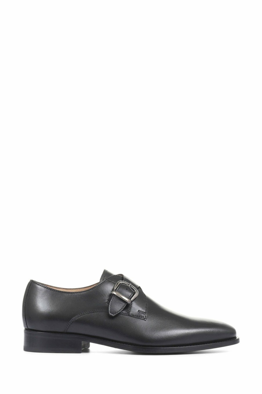 Shoes * | Jones Bootmaker Black Justin Men'S Leather Single Strap Monk Shoes