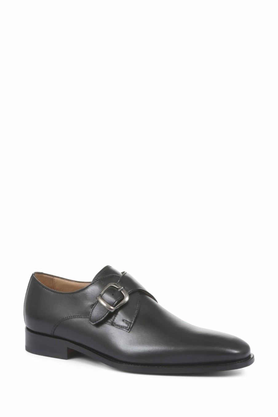 Shoes * | Jones Bootmaker Black Justin Men'S Leather Single Strap Monk Shoes