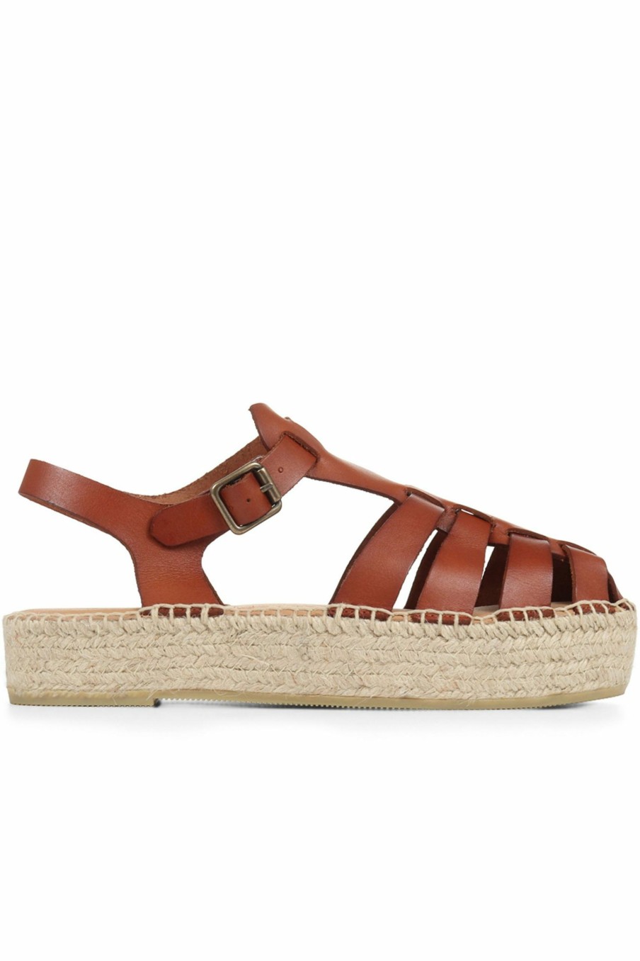 Sandals * | Jones Bootmaker Adelynn Tan Brown Platform Espadrille Sandals