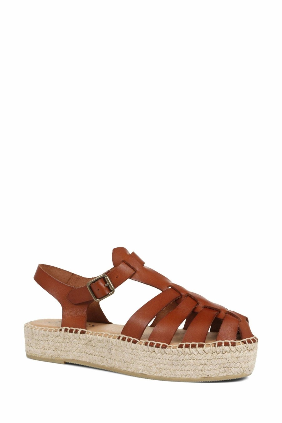 Sandals * | Jones Bootmaker Adelynn Tan Brown Platform Espadrille Sandals